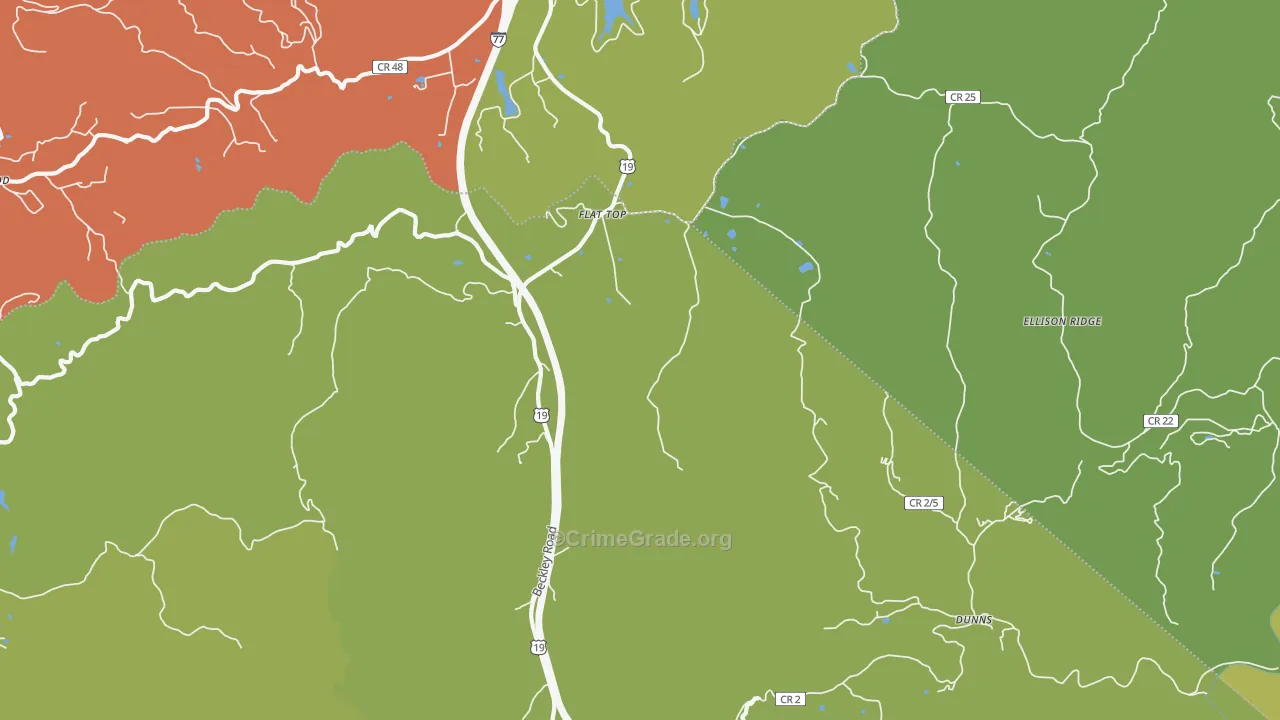 Flat Top, WV Map of Vandalism Rates