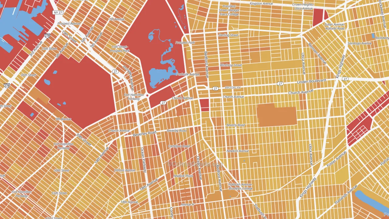 Flatbush-Ditmas Park, Brooklyn, NY Map of Vandalism Rates