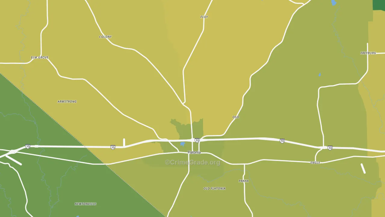 Flatonia, TX Map of Vandalism Rates