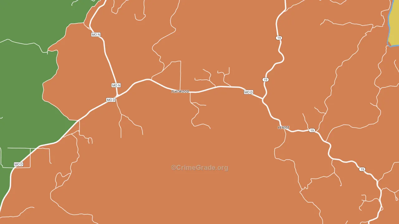 Flatwood, MO Map of Vandalism Rates