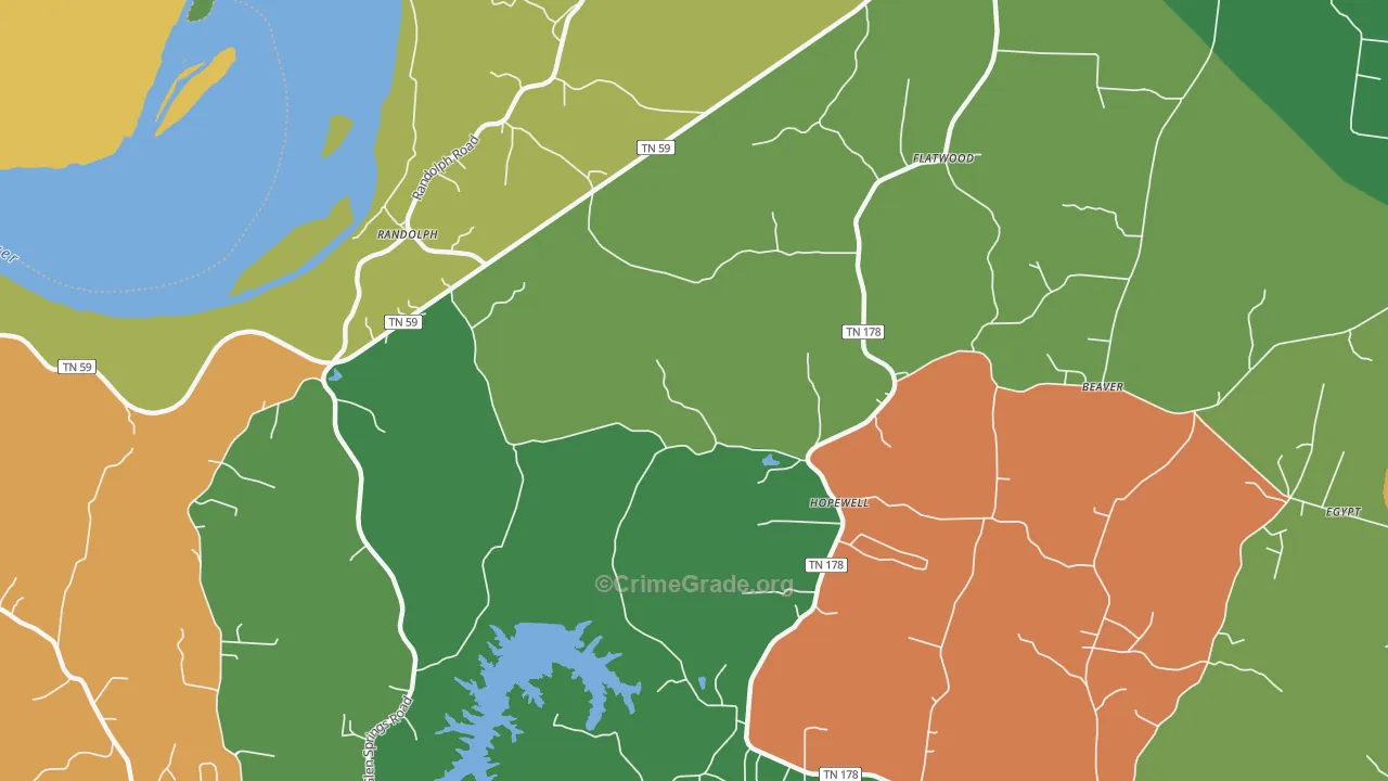 Flatwood, TN Map of Vandalism Rates