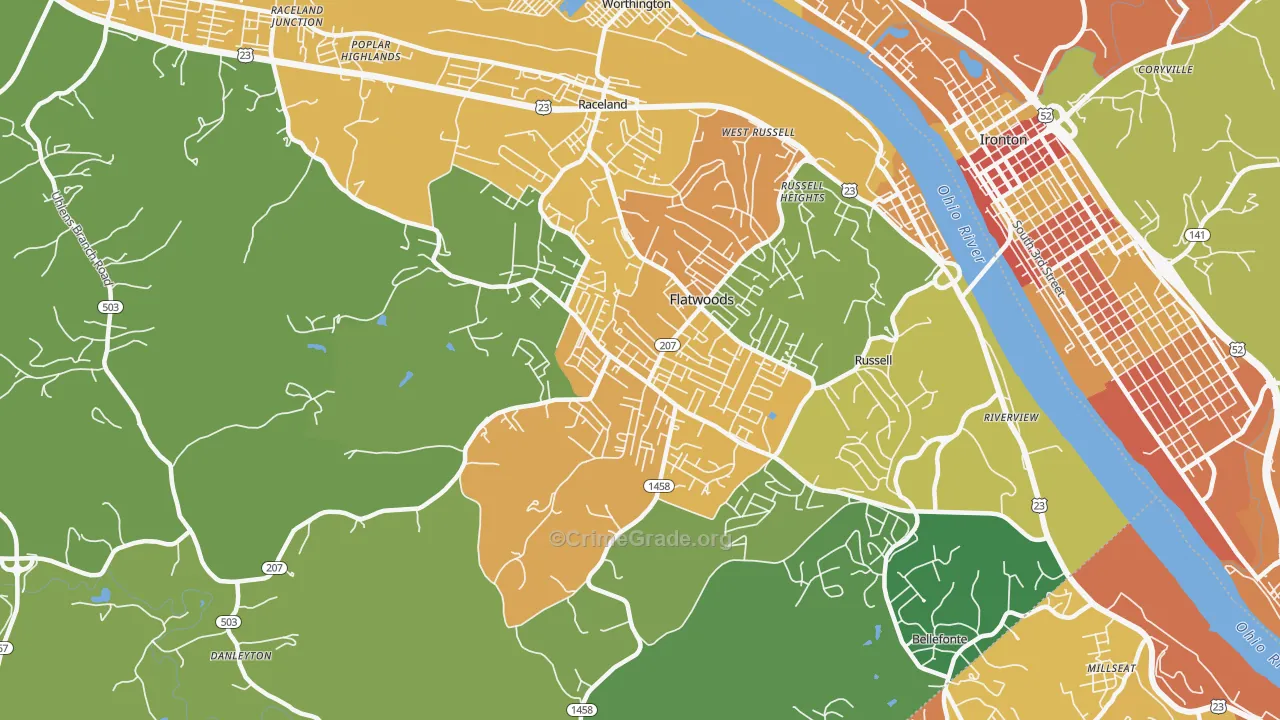Flatwoods, KY Map of Vandalism Rates