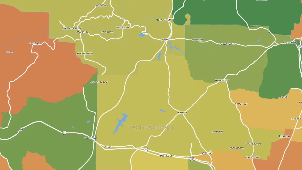 Flatwoods, TN Map of Vandalism Rates