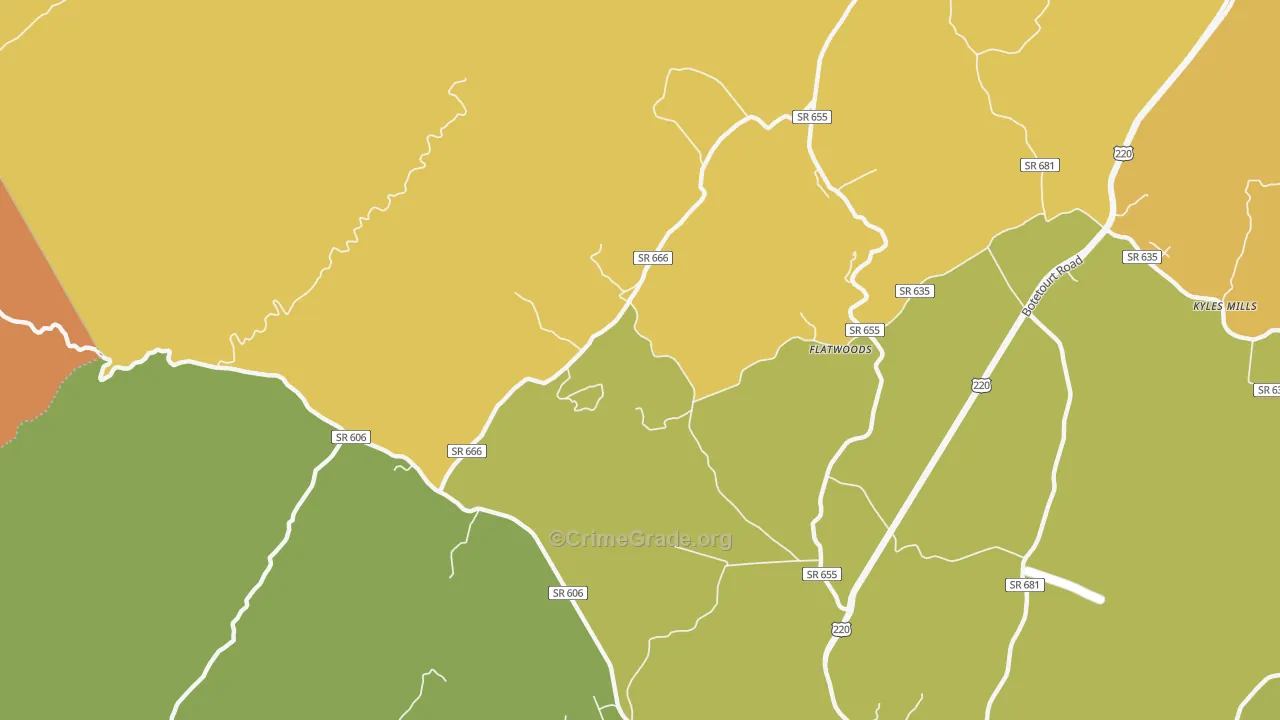 Flatwoods, VA Map of Vandalism Rates