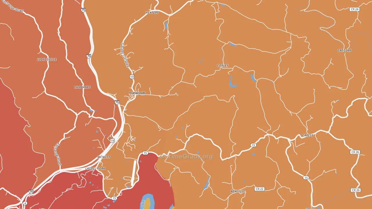Flatwoods, WV Map of Vandalism Rates