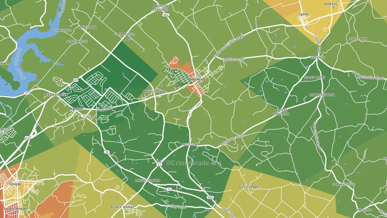 Fleetwood, PA Map of Vandalism Rates