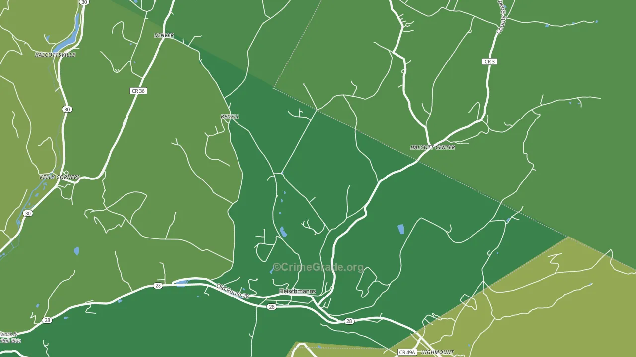Fleischmanns, NY Map of Vandalism Rates