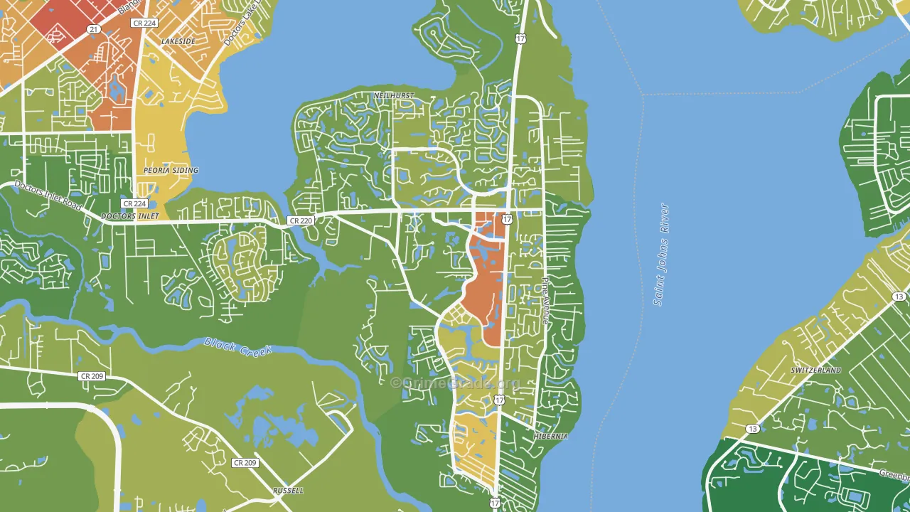 Fleming Island, FL Map of Vandalism Rates