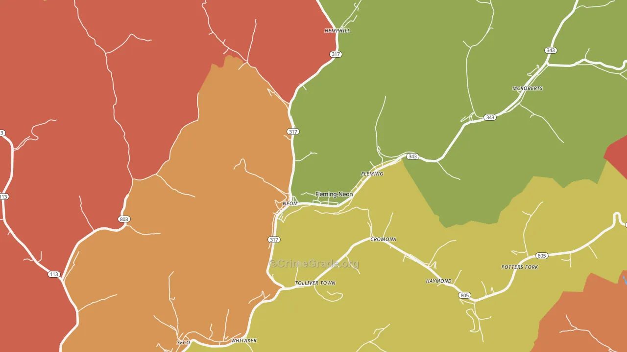 Fleming-Neon, KY Map of Vandalism Rates