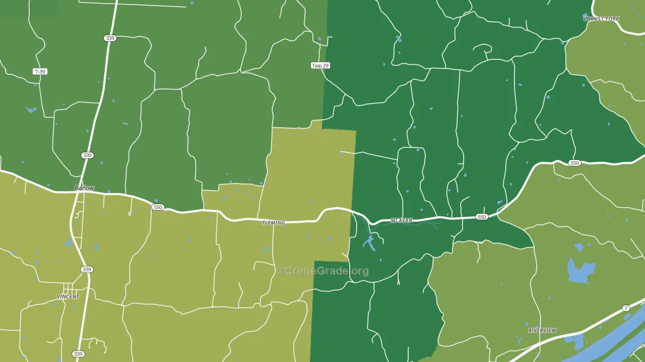 Fleming, OH Map of Vandalism Rates