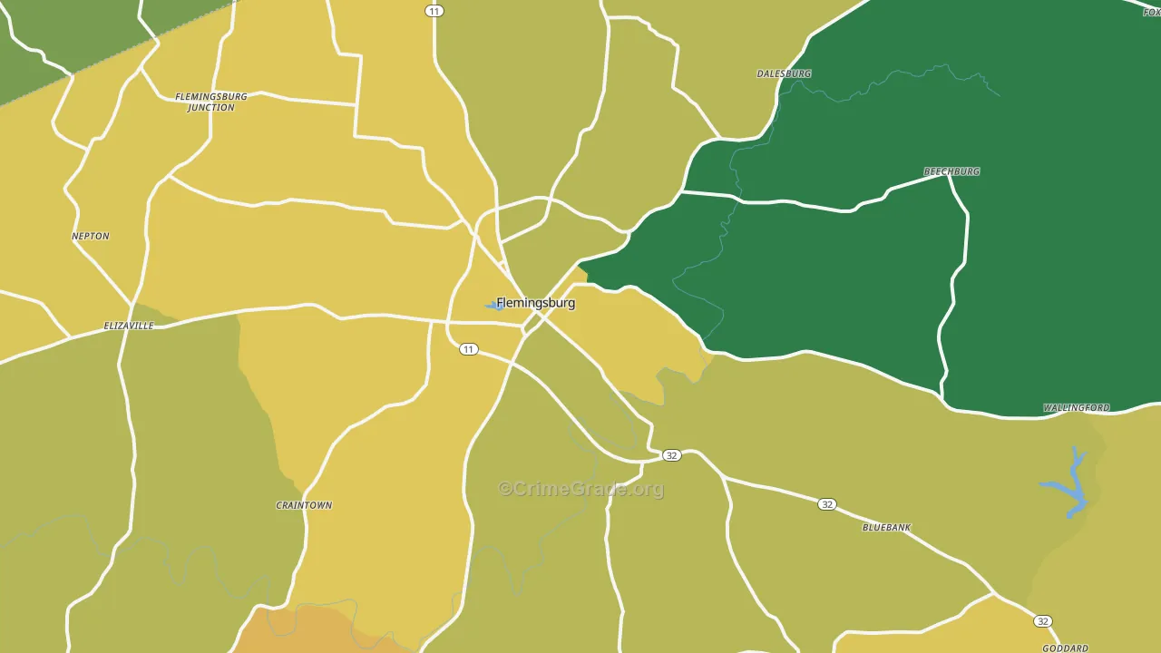 Flemingsburg, KY Map of Vandalism Rates