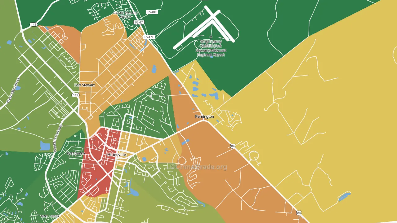Flemington, GA Map of Vandalism Rates