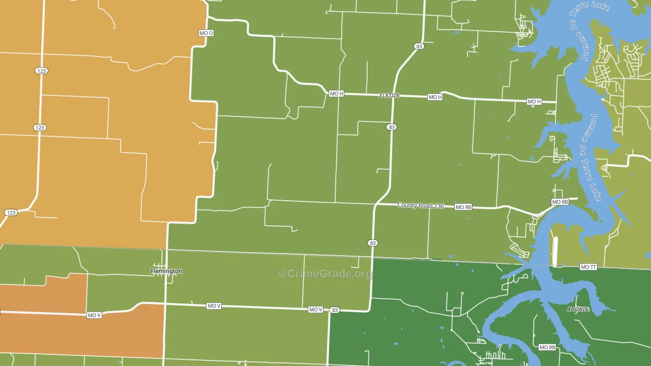 Flemington, MO Map of Vandalism Rates