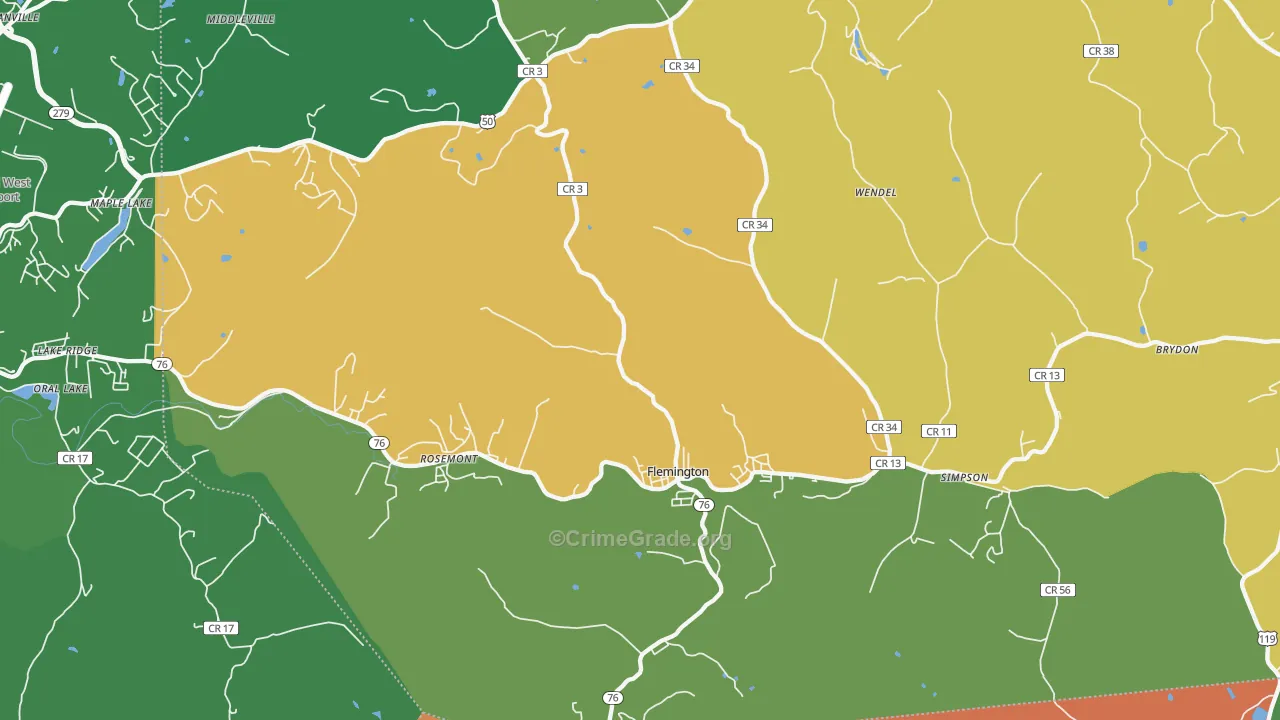 Flemington, WV Map of Vandalism Rates