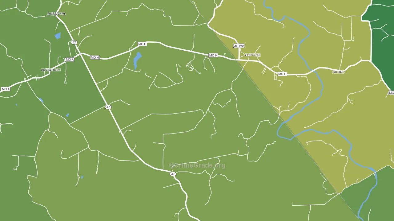 Fletcher, MO Map of Vandalism Rates