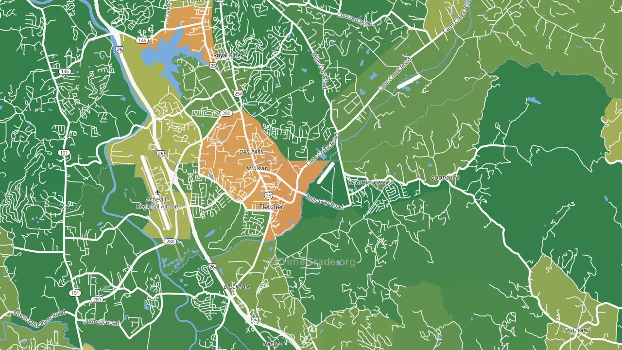 Fletcher, NC Map of Vandalism Rates