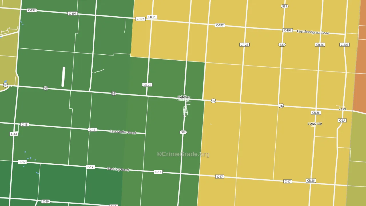Fletcher, OH Map of Vandalism Rates