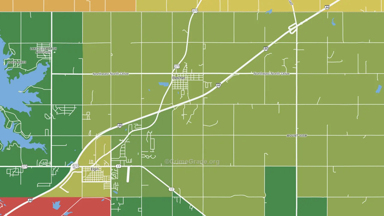 Fletcher, OK Map of Vandalism Rates