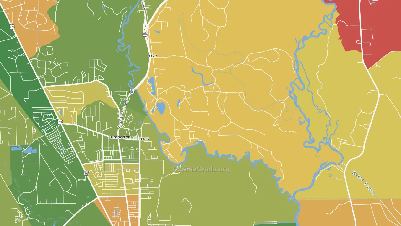 Fletcher, TX Map of Vandalism Rates