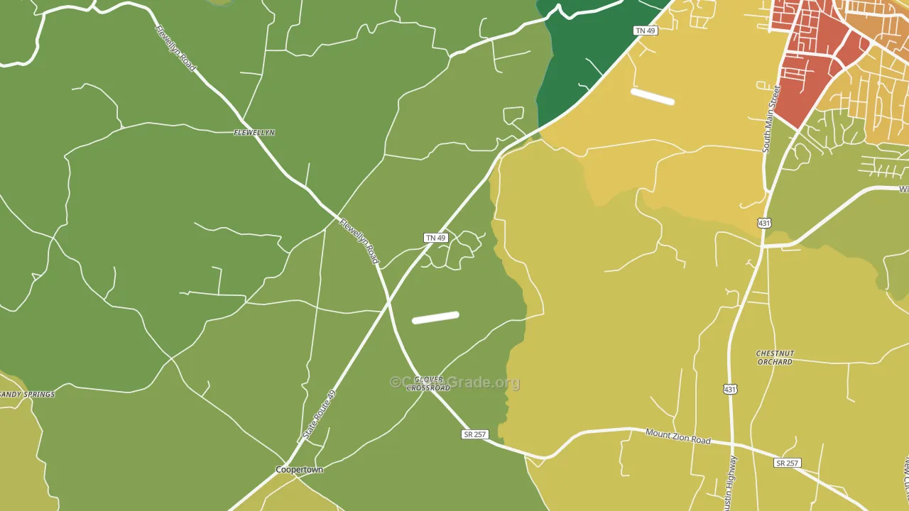 Flewellyn, TN Map of Vandalism Rates