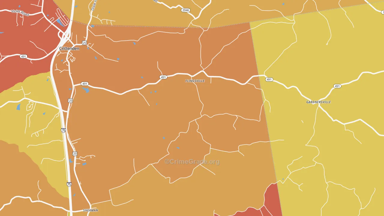 Flingsville, KY Map of Vandalism Rates