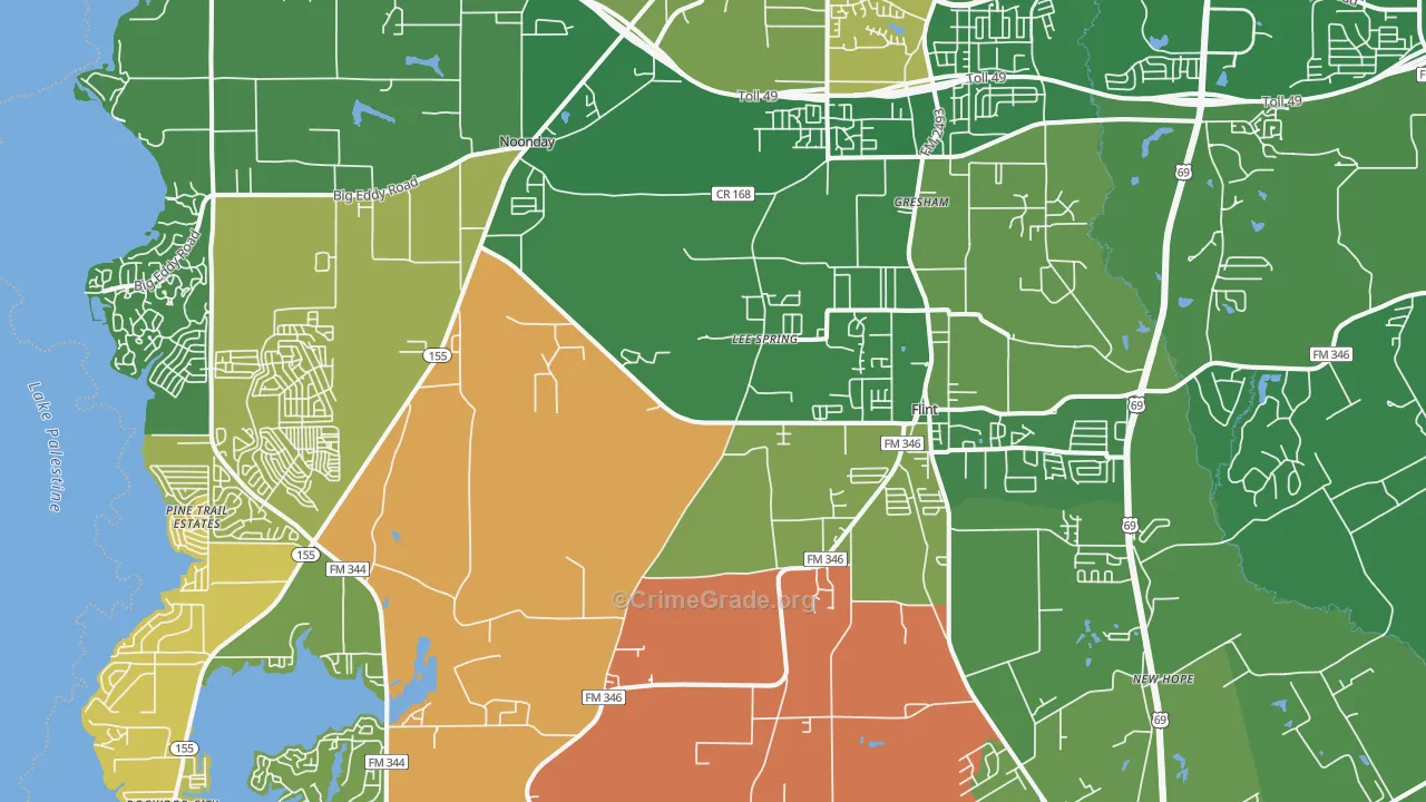 Flint, TX Map of Vandalism Rates