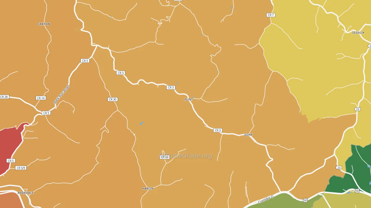 Flint, WV Map of Vandalism Rates