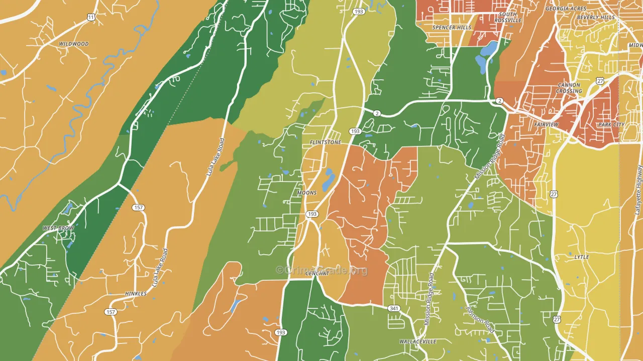 Flintstone, GA Map of Vandalism Rates