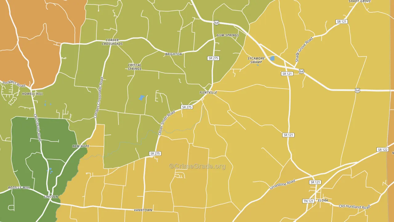 Flintville, TN Map of Vandalism Rates