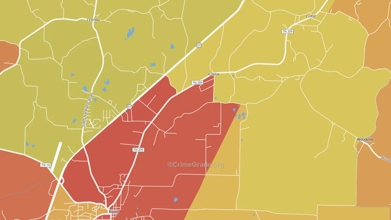 Flippin, TN Map of Vandalism Rates