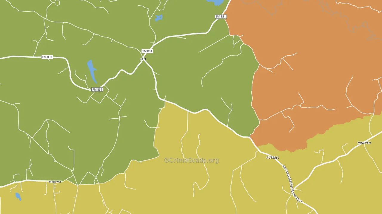Flo, TX Map of Vandalism Rates