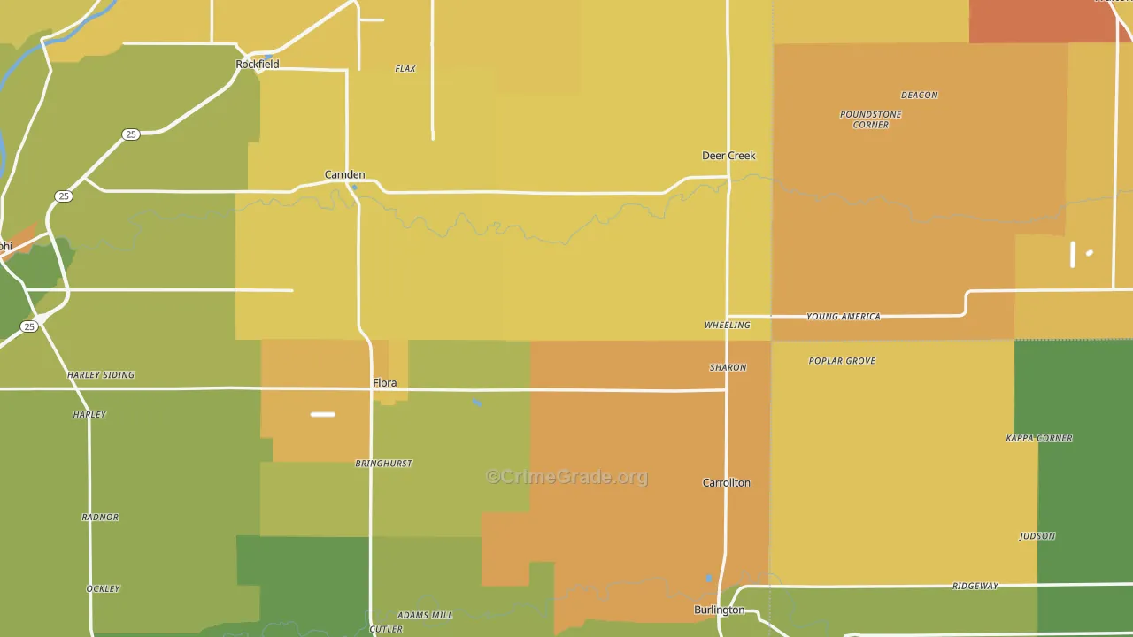 Flora, IN Map of Vandalism Rates