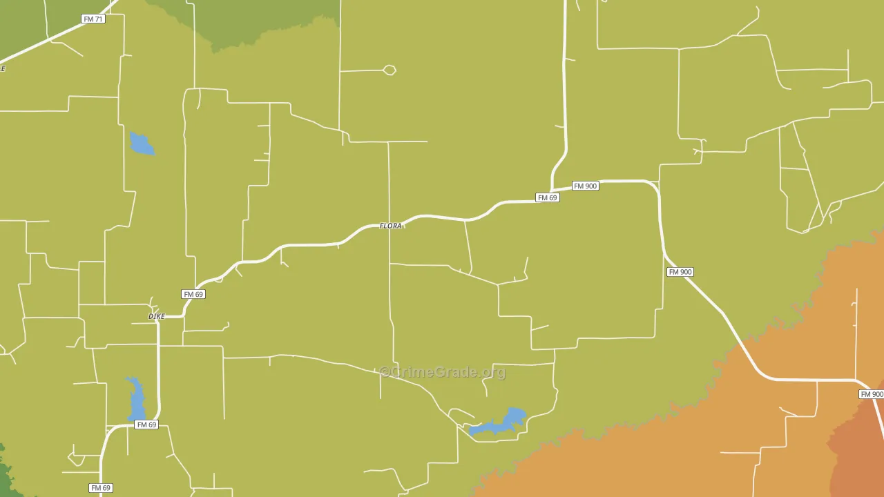 Flora, TX Map of Vandalism Rates