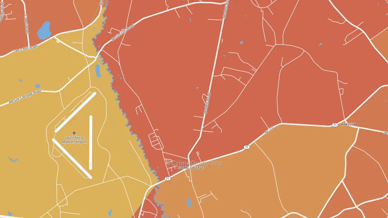 Floral College, NC Map of Vandalism Rates