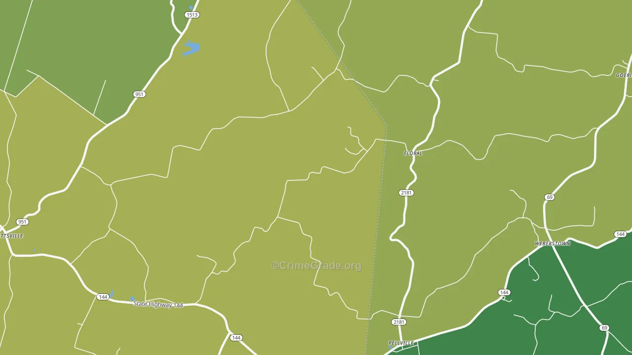 Floral, KY Map of Vandalism Rates