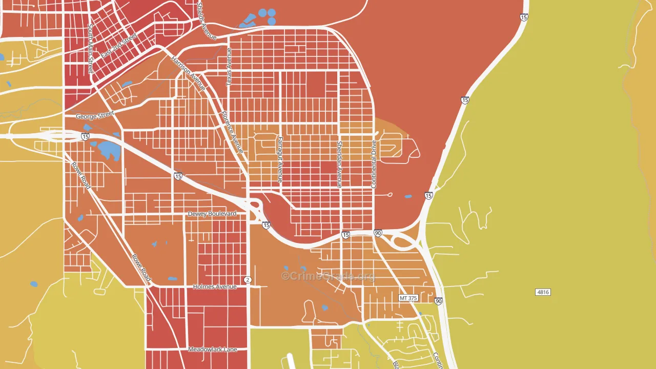 Floral Park, Butte, MT Map of Vandalism Rates