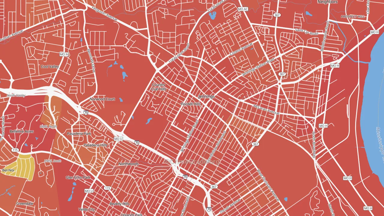 Flordell Hills, MO Map of Vandalism Rates
