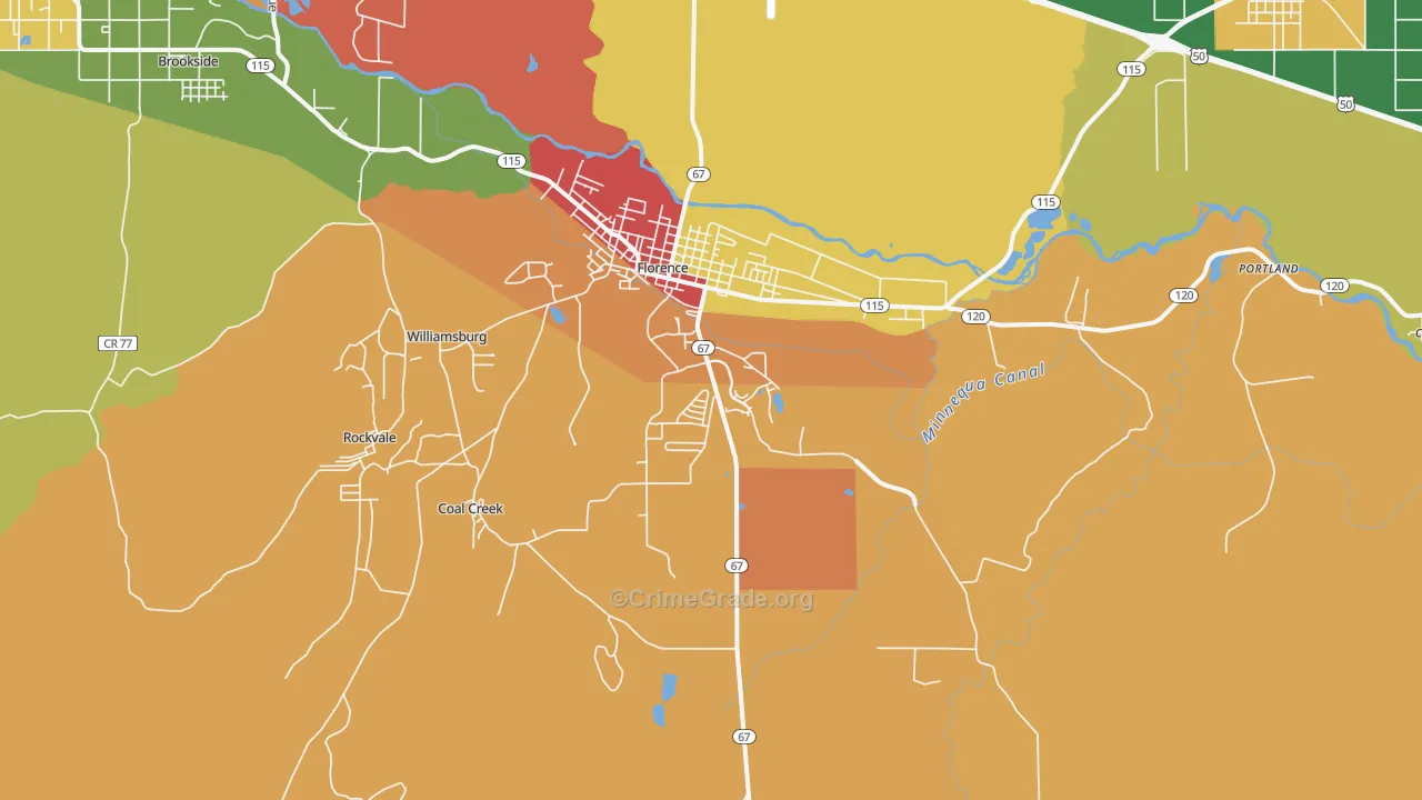 Florence, CO Map of Vandalism Rates