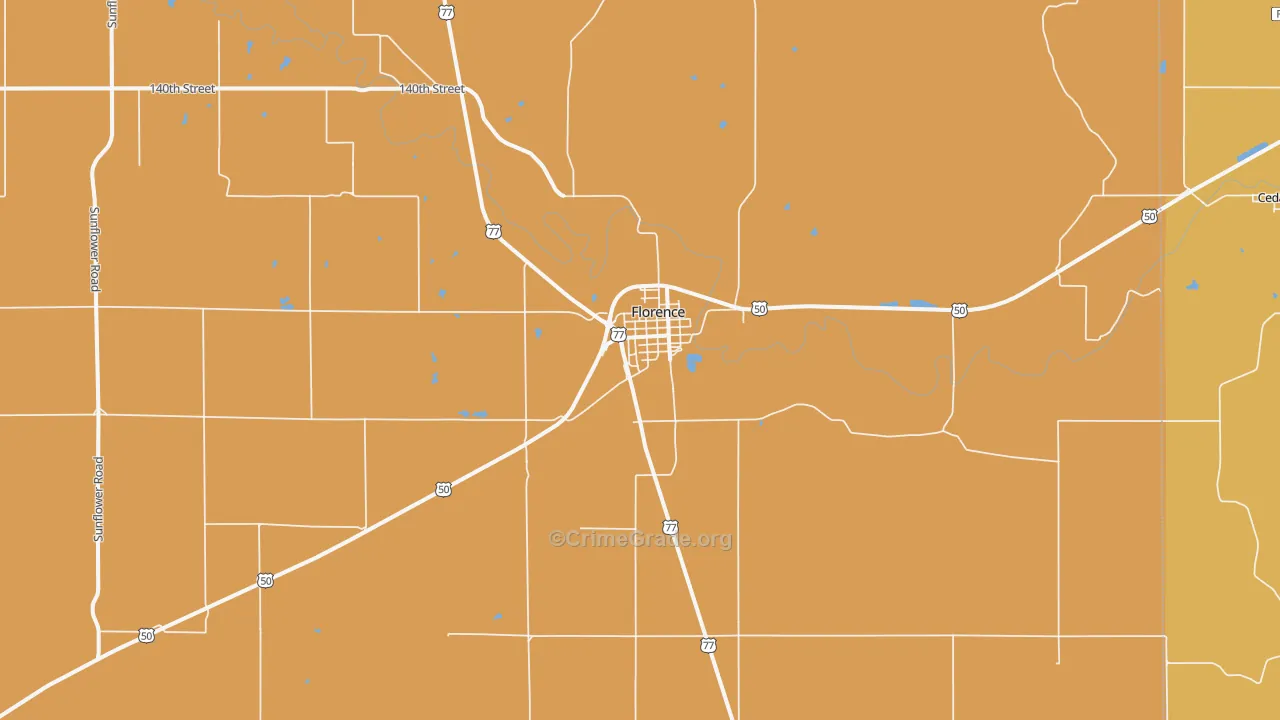 Florence, KS Map of Vandalism Rates