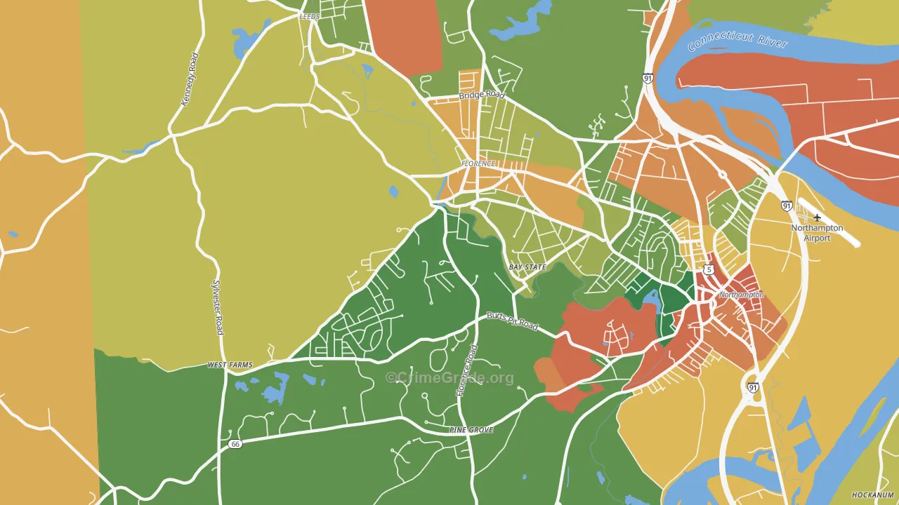 Florence, MA Map of Vandalism Rates