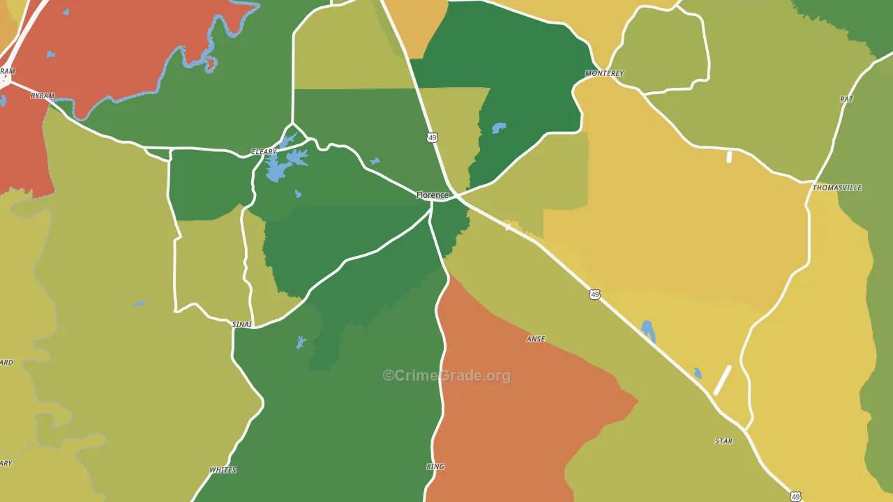 Florence, MS Map of Vandalism Rates
