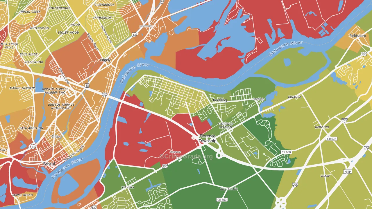 Florence, NJ Map of Vandalism Rates