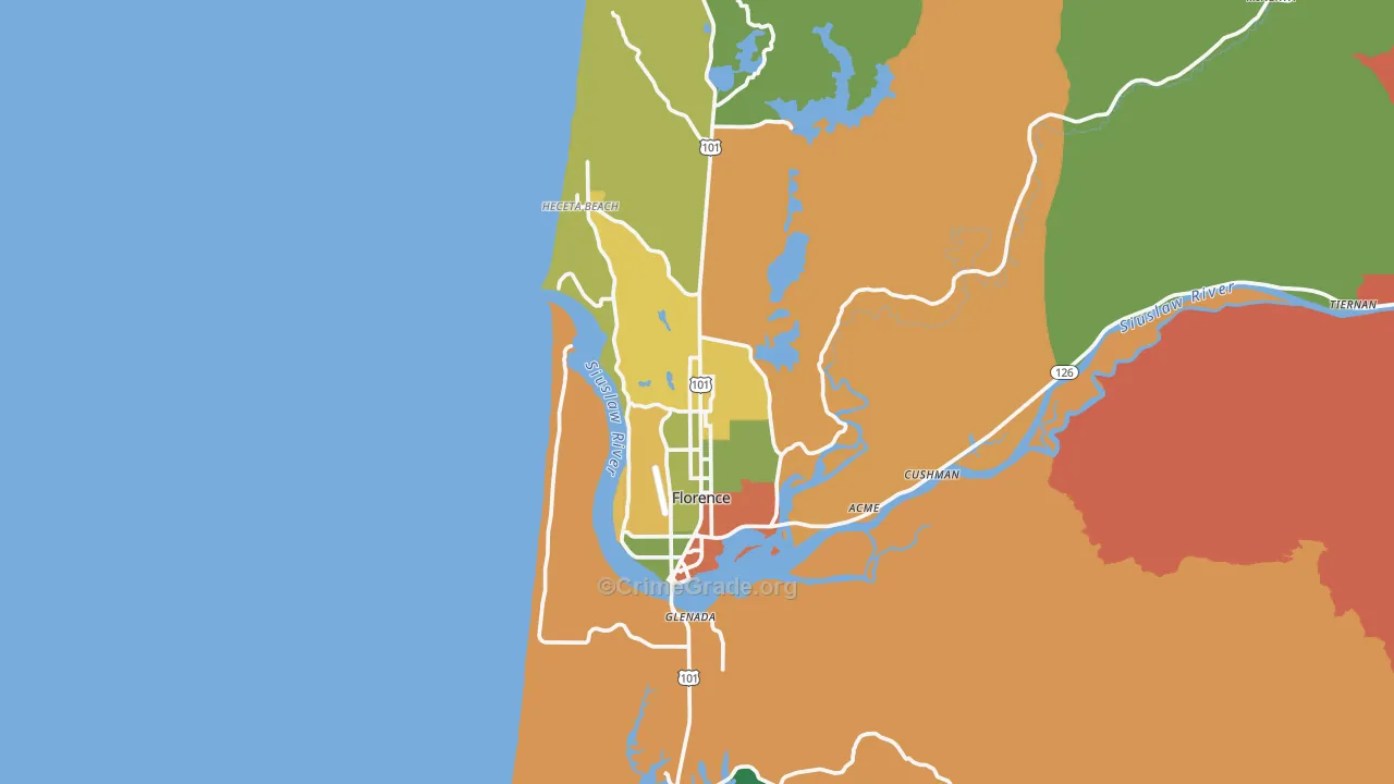 Florence, OR Map of Vandalism Rates