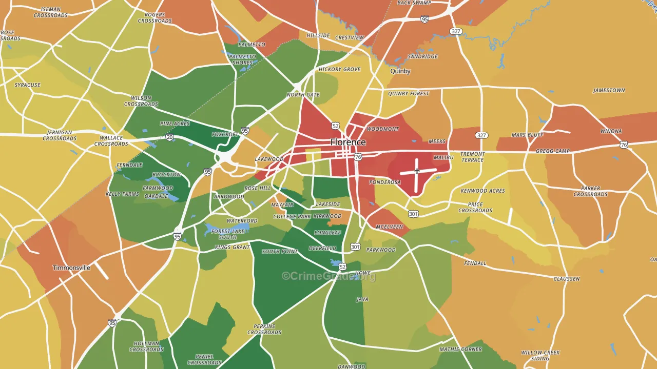 Florence, SC Map of Vandalism Rates