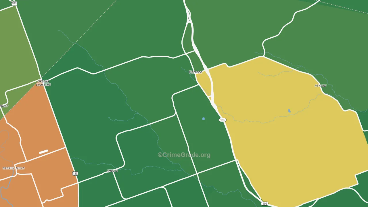 Florence, TX Map of Vandalism Rates