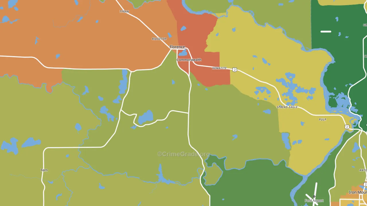 Florence, WI Map of Vandalism Rates