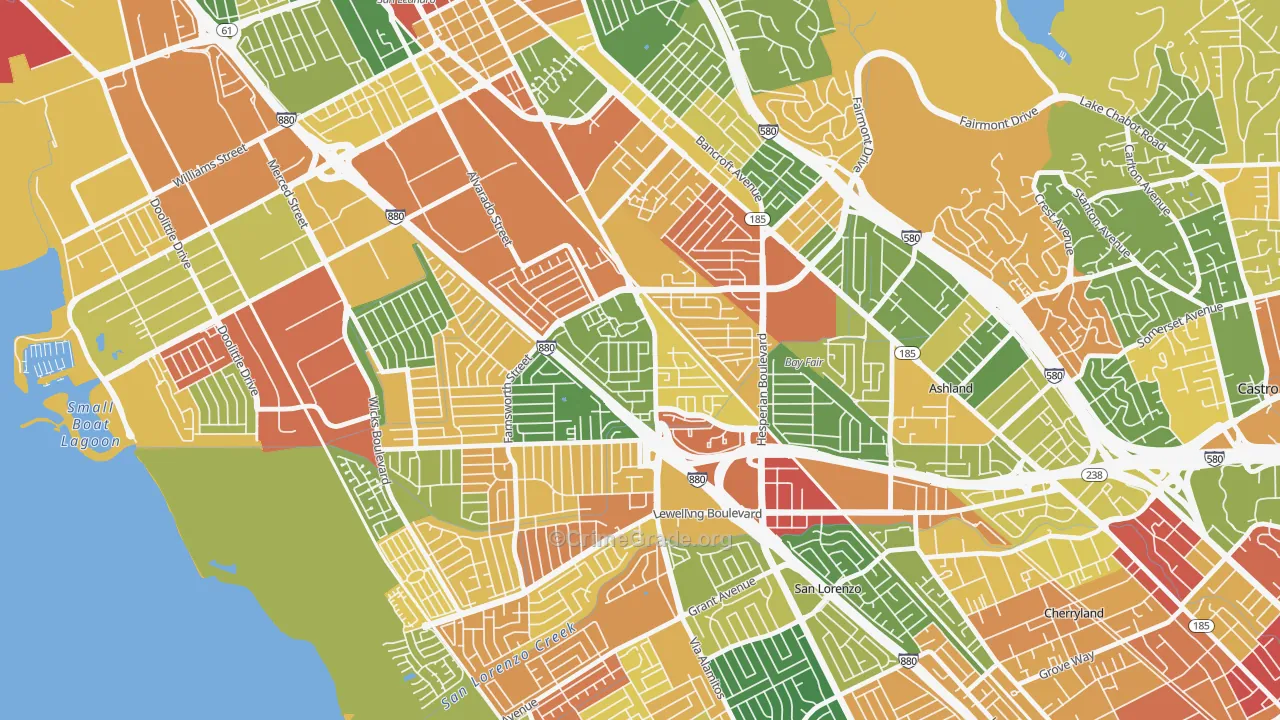 Floresta Gardens-Bradrick, San Leandro, CA Map of Vandalism Rates