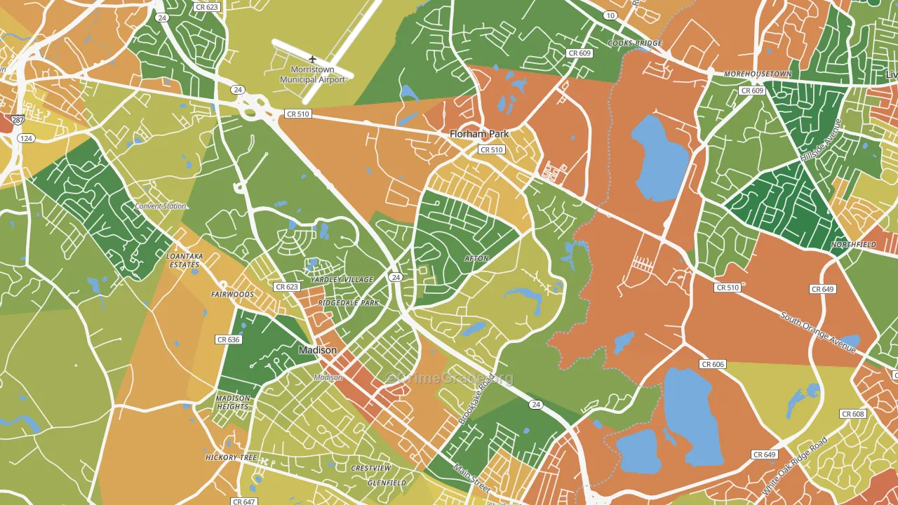 Florham Park, NJ Map of Vandalism Rates