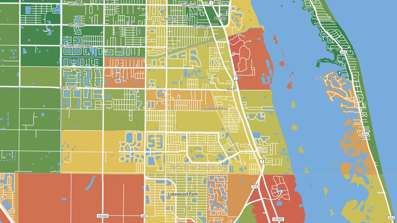 Florida Ridge, FL Map of Vandalism Rates