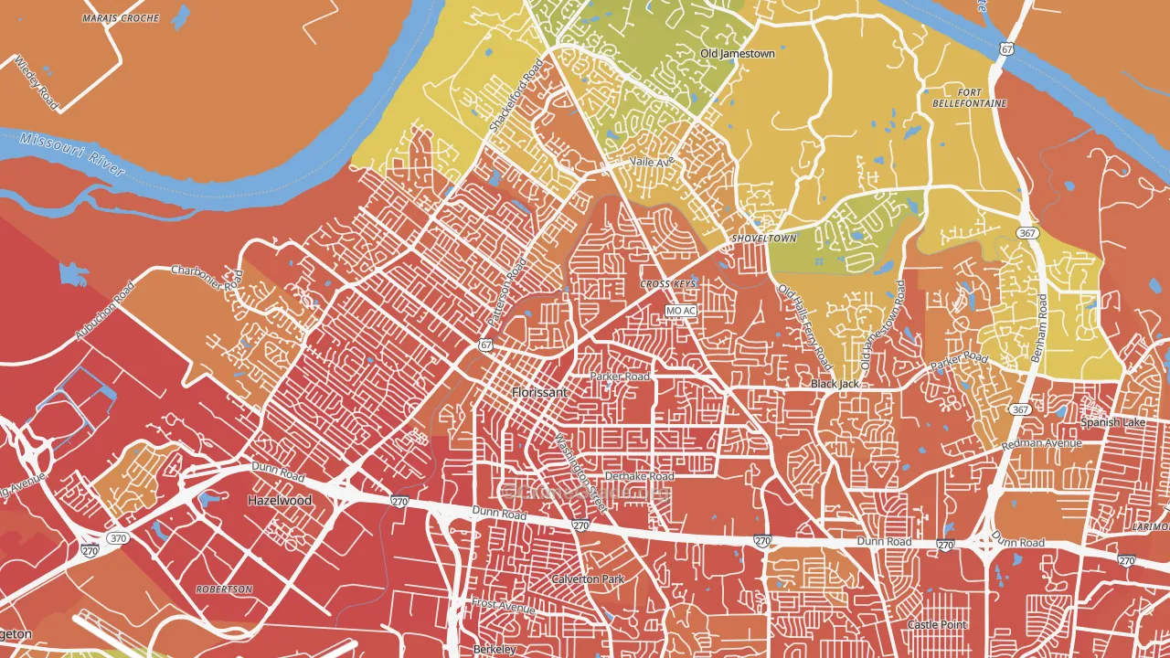 Florissant, MO Map of Vandalism Rates